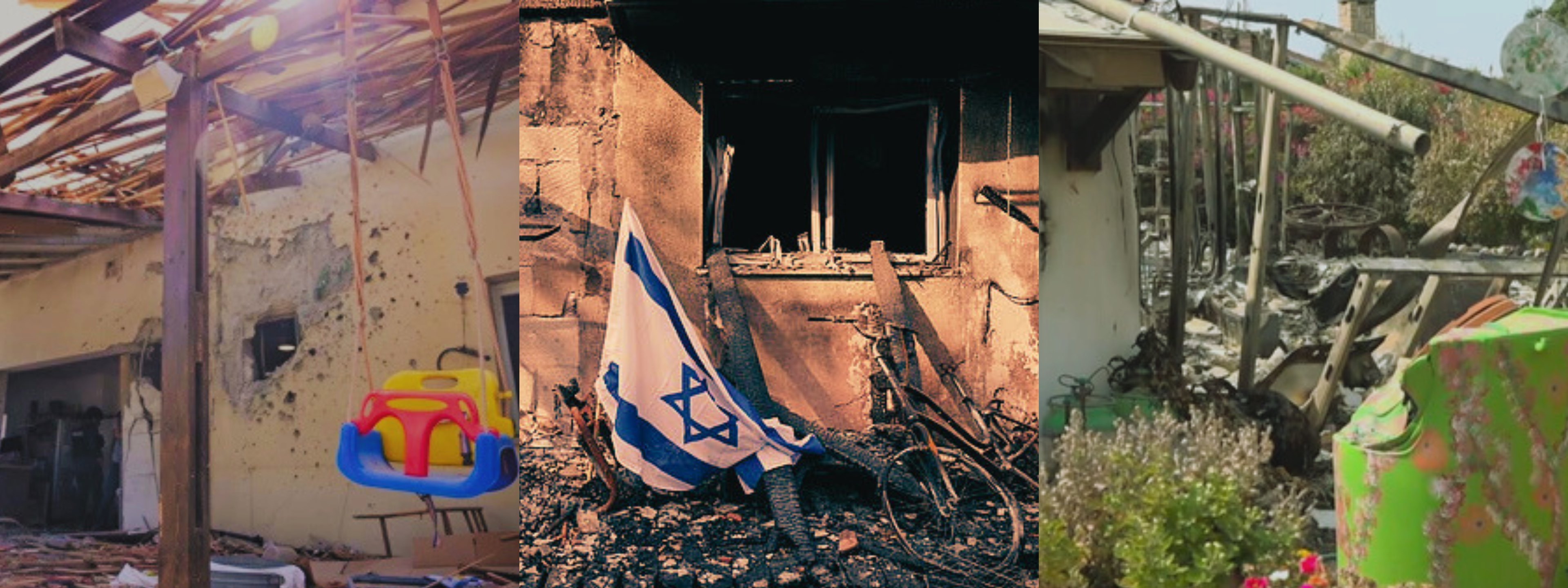 Memorial collage honouring the lives lost at Kibbutz Kfar Aza